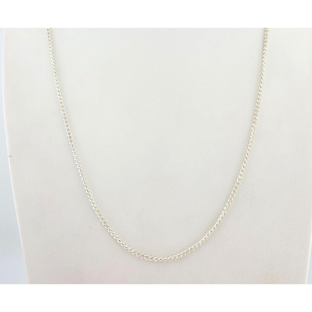 Vintage 925 Sterling Silver Necklace Curb Cuban Link Chain Stamped 925 2mm 18"